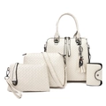 Set 4 borse a mano intrecciate bianche include borsa a tracolla, pochette, shopper e porta carte - Bianco