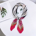 70cm satin square scarf with zebra and leopard prints in magenta and black - Zebra Print Rose Border