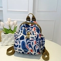 Fashionable Oxford travel backpack for women with abstract blue and red swirl pattern print - Graffiti