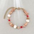 Bracciale con perle barocche e pietre naturali con chiusura in acciaio inossidabile dorato - Bracciale in Pietra di Sole