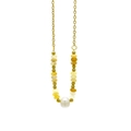18k gold-plated stainless steel necklace featuring large pearl and yellow stone beads - Natural Topaz Abacus Bead Necklace