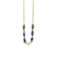 18k gold plated necklace with blue natural stone and central white freshwater pearl - Natural Blue Spot Stone Abacus Bead Necklace