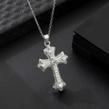 Collier pendentif croix étincelant avec zircons cubiques et chaîne minimaliste chic - Style Pave Argent (Style 52)