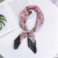 Pink zebra print silk scarf with black color-block ends for elegant women's neckwear - Small Zebra Pink Grey