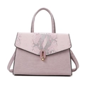 Borsa a mano rosa in ecopelle con texture coccodrillo e serpente a forma trapezoidale - Borsa Rosa