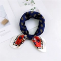 Navy blue paisley neckerchief with red and white geometric patterns on white background - 16 Paisley Navy Red