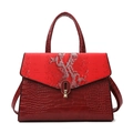 Borsa rossa con motivo a coccodrillo, manico superiore e tracolla abbinata da donna - Rosso Vino Borsa Singola