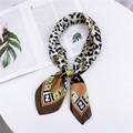 Elegant leopard print and gold chain silk scarf with vintage geometric patterns - Leopard Chain Dark Brown