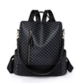 Mochila chic para mujer con estampado geométrico, cremalleras doradas y acabado en cuero - Negro (Monograma)