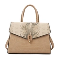 Borsa beige con stampa coccodrillo e serpente con fibbia in metallo dorato - Cachi Borsa singola