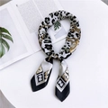 Elegant 70cm square silk scarf featuring leopard chain print in black, grey and gold - Leopard Chain Black Border