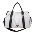 Borsa da viaggio bianca in tessuto Oxford impermeabile con dettagli neri e coulisse - Bianco