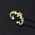 Anello aperto dorato con stelle e cuori traforati e dettagli in zirconi luccicanti - Combinazione Cuore d'Oro (A)