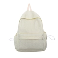Minimalistische crèmewitte rugzak met kreuktextuur en roze nylon handvat boven - Geel