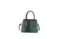 Dark green large capacity leather handbag with crocodile pattern and gold chains - Green