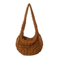 Bolso hobo acolchado marrón caramelo con correa ancha y cremallera metálica - Marrón