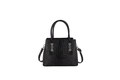 Black crocodile pattern tote bag with gold hardware and adjustable shoulder strap - Black