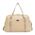 Borsa da viaggio crema goffrata coccodrillo con manici larghi e tracolla regolabile - Beige