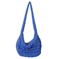 Klein blue quilted cloud bag with puffy pleated texture and wide shoulder strap - Blue