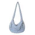 Light blue quilted cloud crossbody bag with soft gathered texture and golden zipper - Light Blue