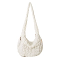 Chic white quilted cloud crossbody bag with large capacity and metallic zipper detail - White