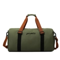 Bolsa de deporte grande en lona verde militar con asas naranjas para viaje y gimnasio - Verde