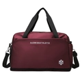 Bolso de viaje burdeos impermeable con correas negras y gran capacidad para deporte - Rojo