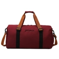 Borsa da viaggio capiente bordeaux in tessuto Oxford con cinghie arancioni e vano scarpe - Rosso