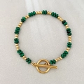 Bracciale bohémien in malachite e acciaio inossidabile dorato con chiusura OT - Malachite Naturale