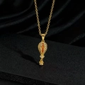 Collana con ciondolo a mongolfiera in oro con intarsio di zirconi bianchi e arancio - Pendente Mongolfiera Dorata con Pietre Arancioni e Bianche (Z)
