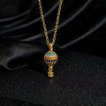 Collana dorata con ciondolo a mongolfiera colorata e pietre preziose arcobaleno - Pendente Mongolfiera Arcobaleno (B1)
