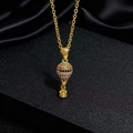 Elegante collana a mongolfiera dorata con ciondolo tempestato di zirconi colorati - Pendente Mongolfiera con Gemme Arcobaleno (C1)