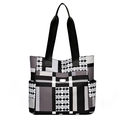 Grand sac cabas avec motif patchwork géométrique en noir, blanc et gris moderne - Patchwork Noir