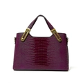 Borsa a mano viola scuro in finta pelle di coccodrillo con trama goffrata e dettagli oro - Viola