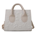 Chique crèmewitte bloemen jacquard crossbody tas met leren handvat en gouden gesp - Wit