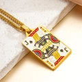 Gold-plated Jack of Spades poker pendant with enamel finish on a Cuban chain - Spade Jack Playing Card / J Gold