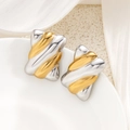 Orecchini a cuore in oro 18k e argento PVD con una finitura geometrica unica - Stile Rettangolare Strutturato (eh161)