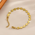 Elegante bracciale a maglie a cuore placcato oro 18k con incisione con trama a raggi - Oro