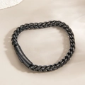 Herren Punk 18k Gold matt schwarzes Titanstahl Kettenarmband mit Federverschluss - Schwarz
