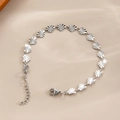 Bracciale a maglie cuore argento con trama a raggiera e chiusura a moschettone regolabile - Color Acciaio