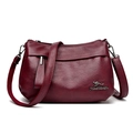 Minimalist burgundy faux leather shoulder bag for women with pebble texture and gold kangaroo logo - Burgundy