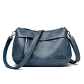 Sac bandoulière minimaliste en similicuir bleu foncé avec logo kangourou en métal - Bleu
