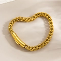 Vergoldetes Spiga-Kettenarmband aus Edelstahl mit sicherem Zylinder-Federverschluss - Gold