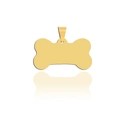 Golden bone-shaped stainless steel pet ID tag with polished finish and top ring - Small / Gold Plated