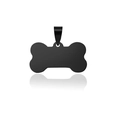 Matte black bone-shaped stainless steel dog tag pendant with hanging clasp on white background - Small / Black Plated