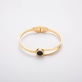 Bracciale rigido in acciaio inossidabile dorato con numeri romani e intarsio nero - Oro