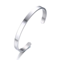 Polished silver minimalist C-shaped open cuff bracelet made of high-quality stainless steel - Steel