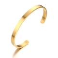 Minimalist gold C-shaped open cuff bangle with polished stainless steel mirror finish - Gold