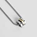 Three-tone stainless steel pendant necklace with Roman numerals and box chain - Pendant with Box Chain