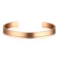 Minimalist C-shaped polished stainless steel open cuff bangle in rose gold finish - Rose Gold